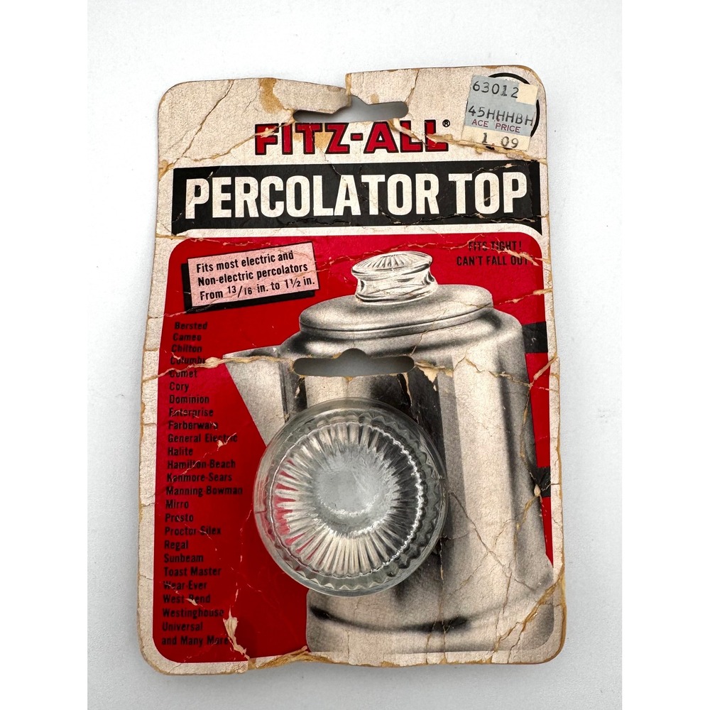 Vintage Fitz-All Glass Percolator Top Replacement Universal Fit NOS